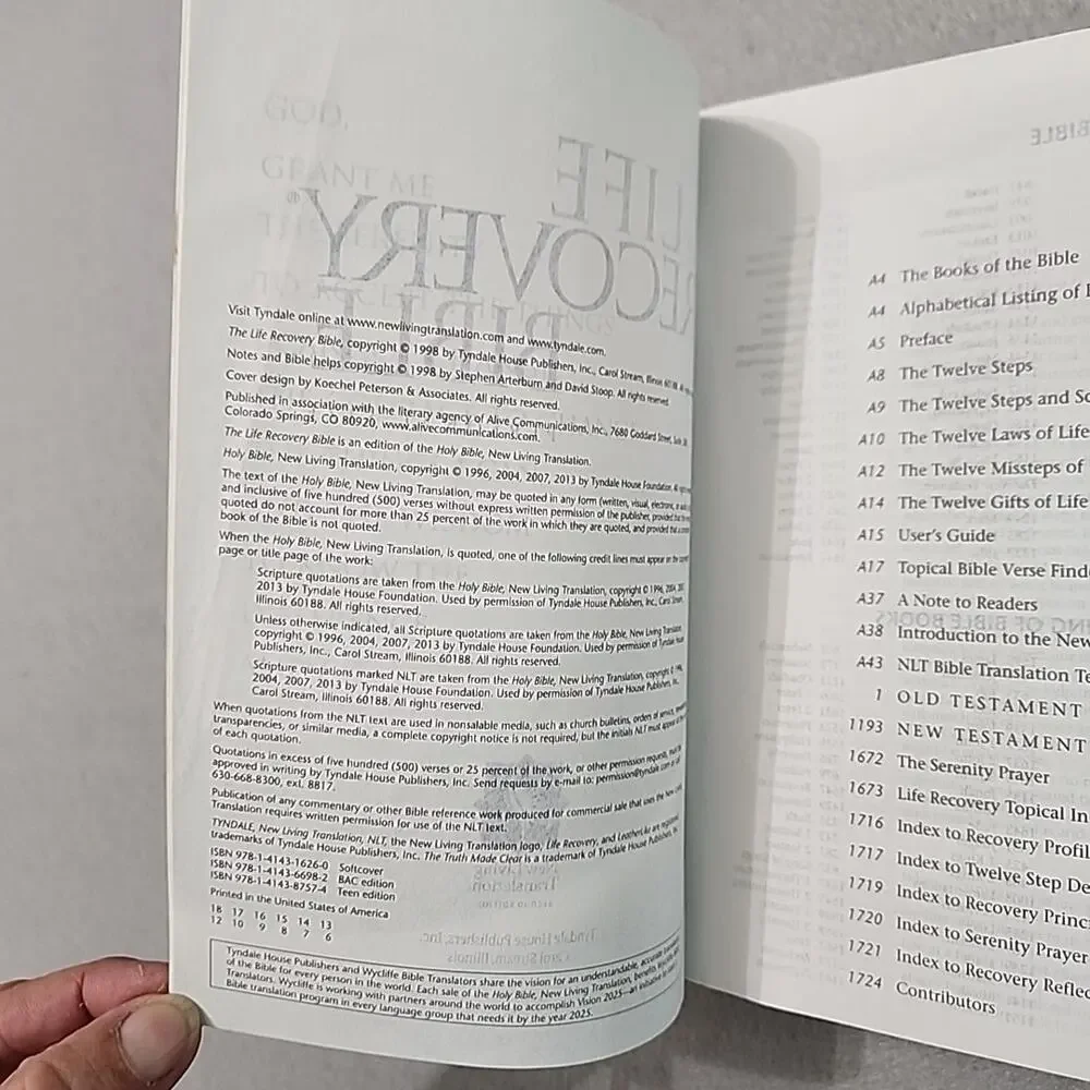 The Life Recovery Bible for 12 Steps Personal Size NLT‎ Paperback AA NA Serenity